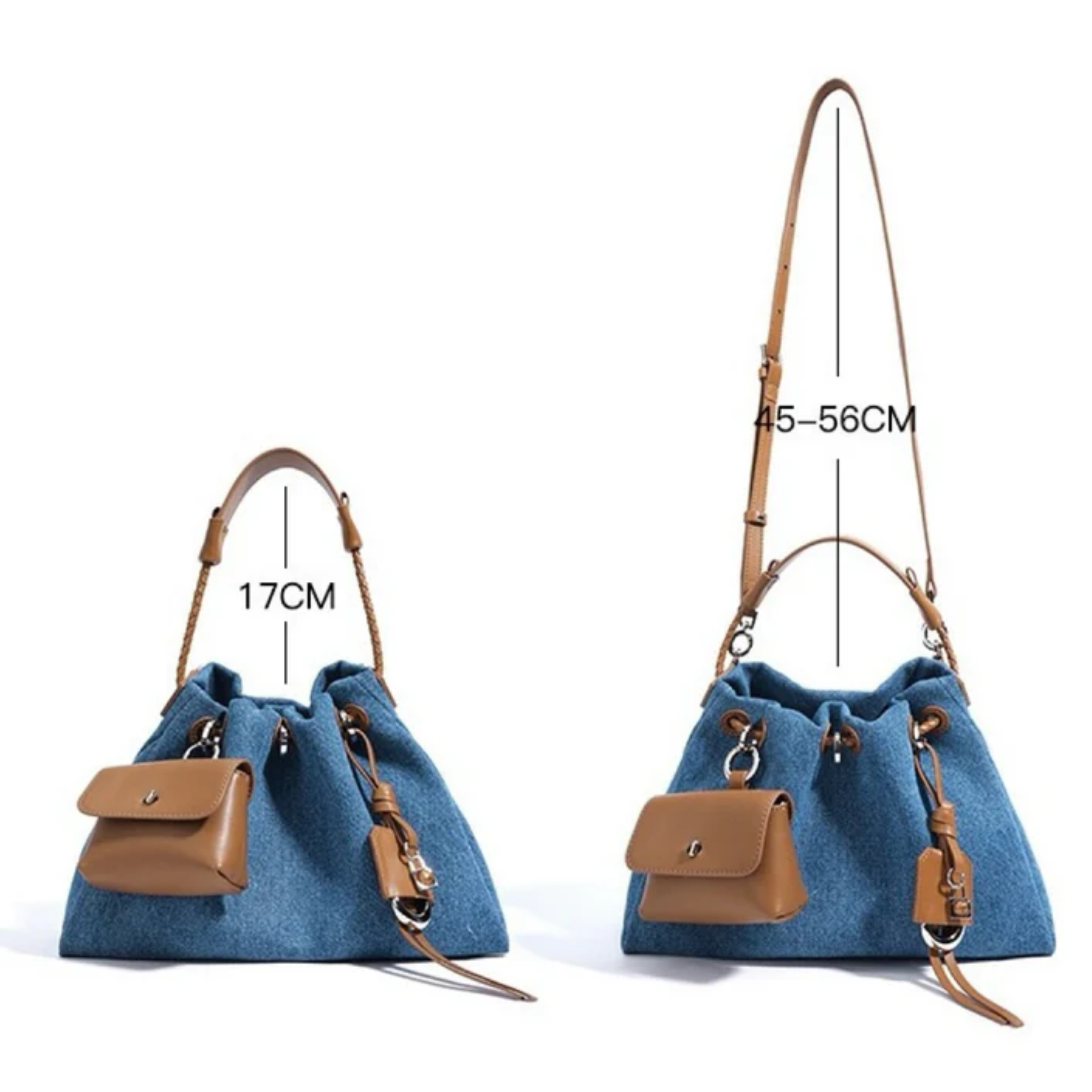 Genuine Leather Denim Patchwork Hobo Bag for Everyday Use