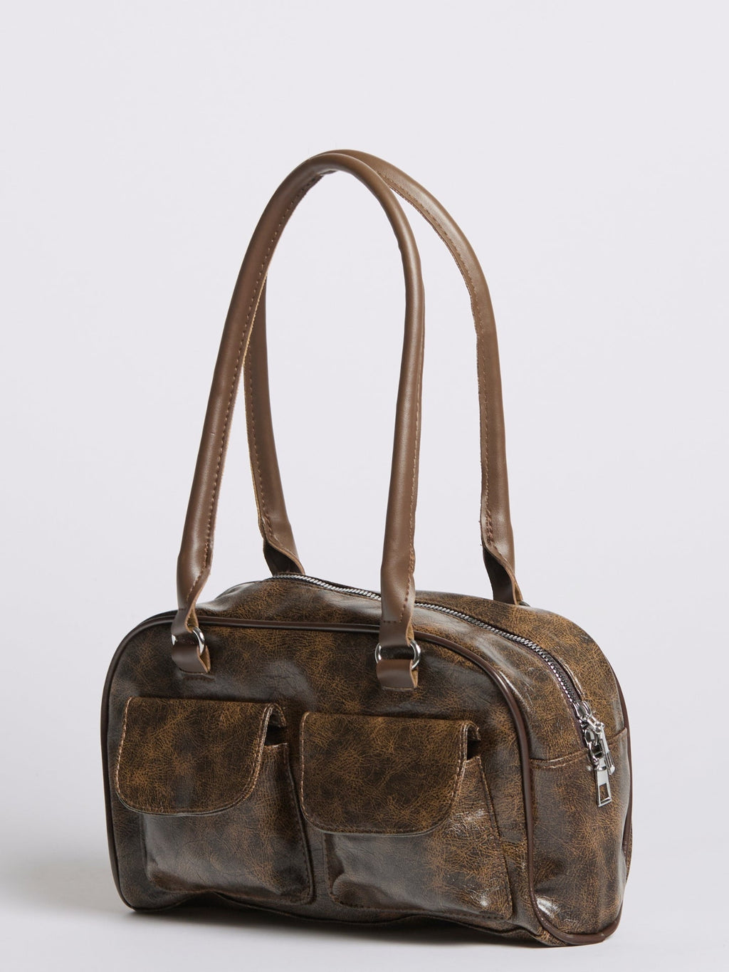 Distressed Leather Shoulder Bag - Urban Style for Everyday Use