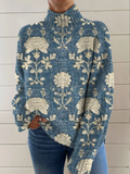 Timeless Floral Turtleneck Sweater