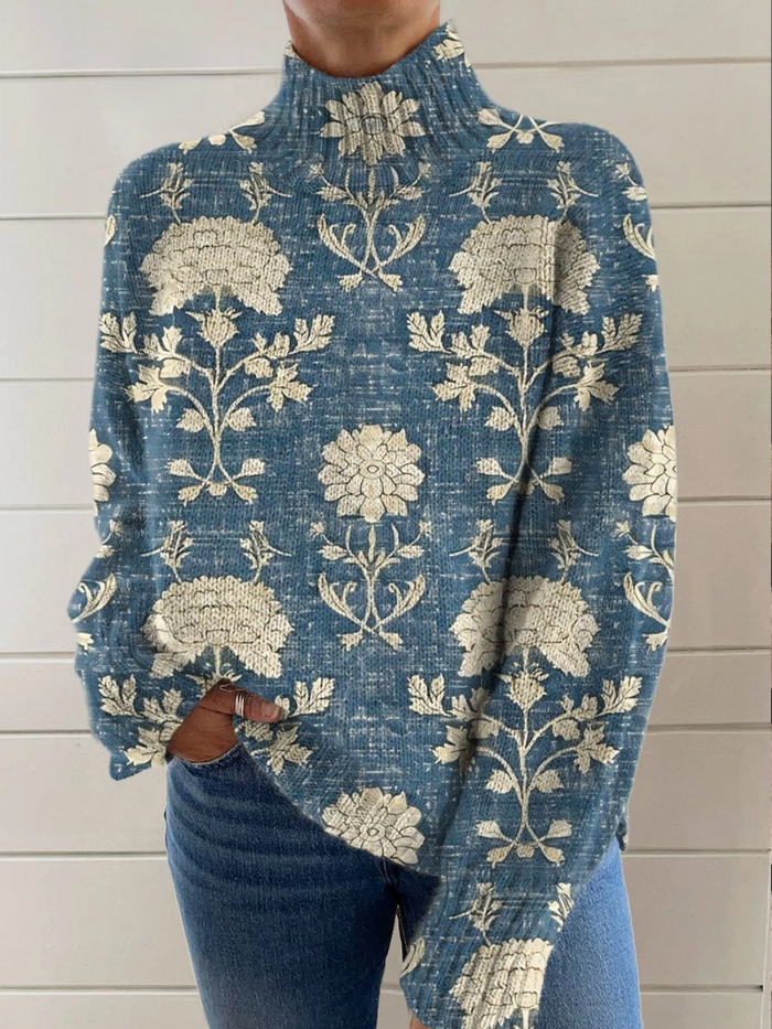 Timeless Floral Turtleneck Sweater