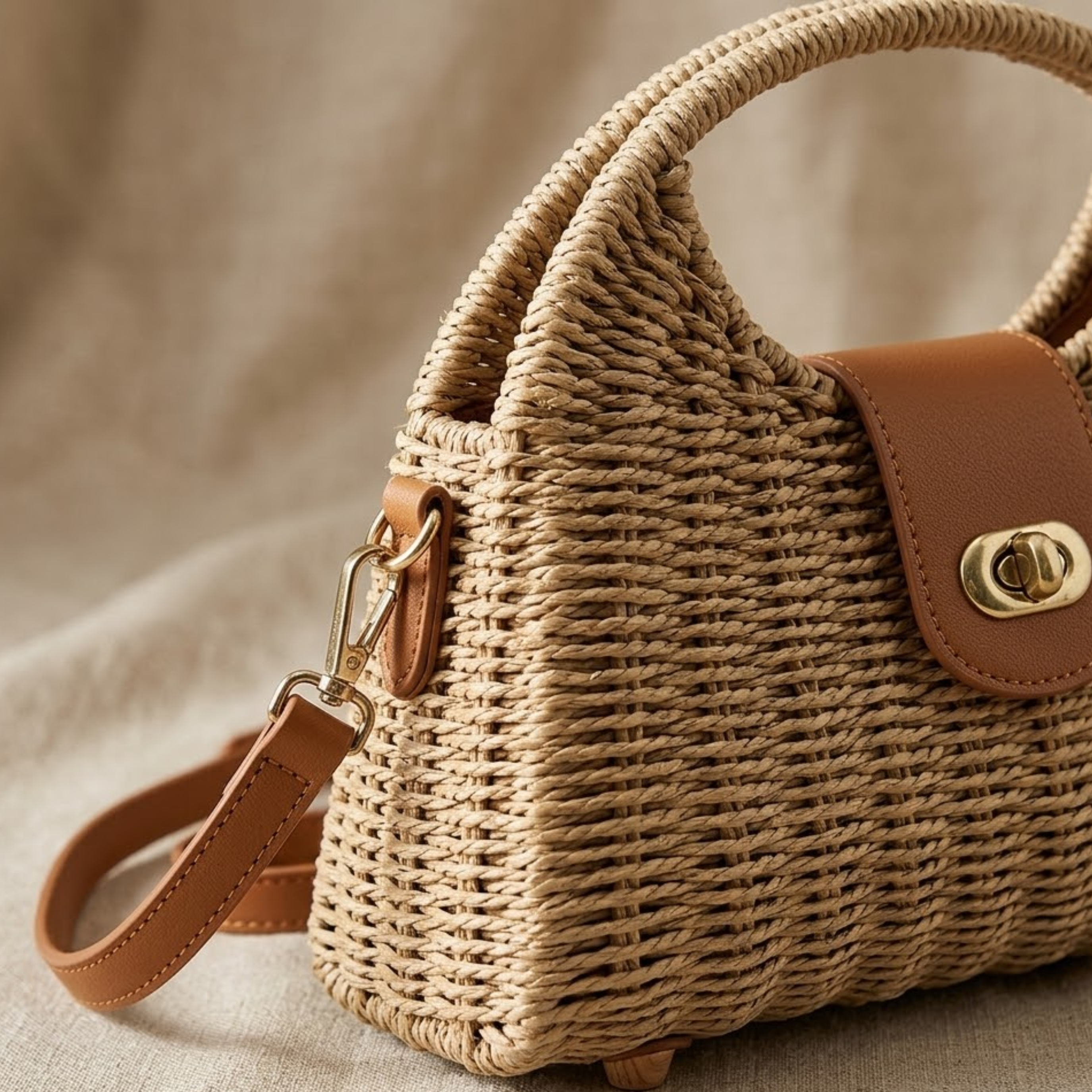 Straw Woven Crossbody Shoulder Bag - Eco-Friendly Chic Design for Everyday Use