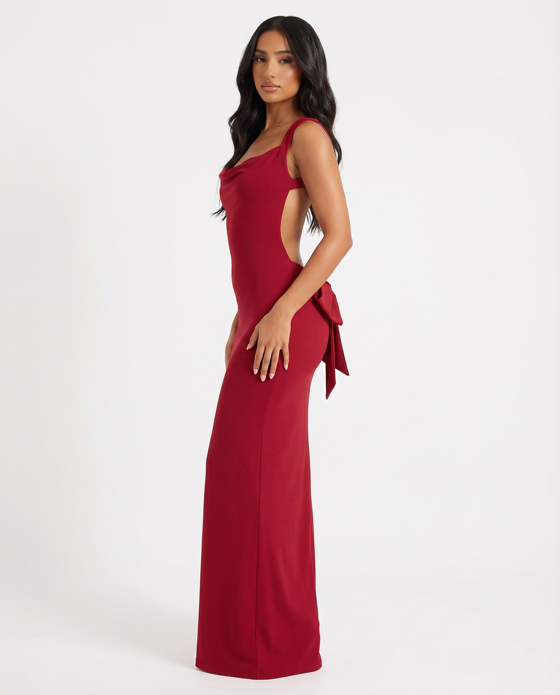 Backless Tie-Detail Maxi Dress | Sleek Sculpting Design for Elegant Occasions