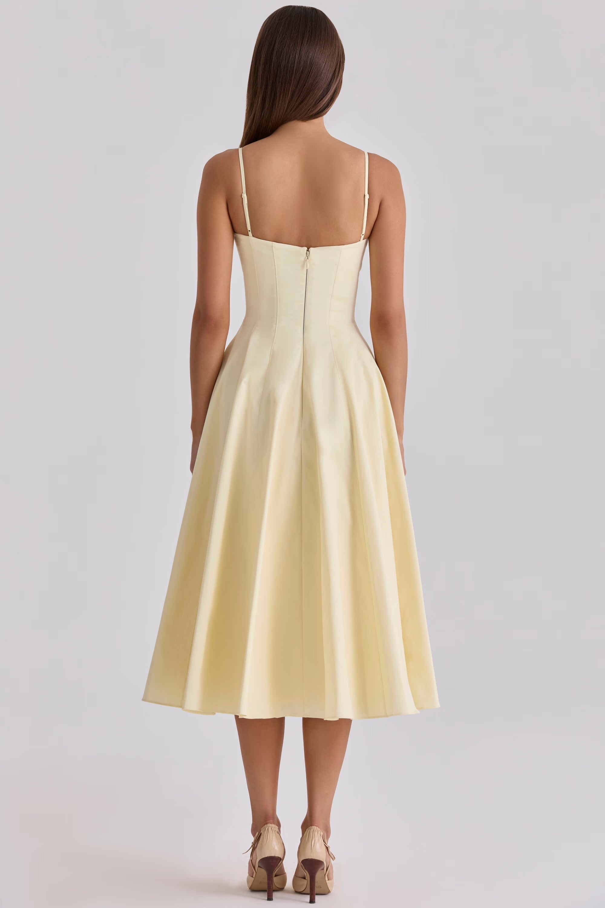 Pima Cotton Gathered Bust Midi Dress for Casual Wear