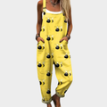Mustard Yellow Printed Dungarees