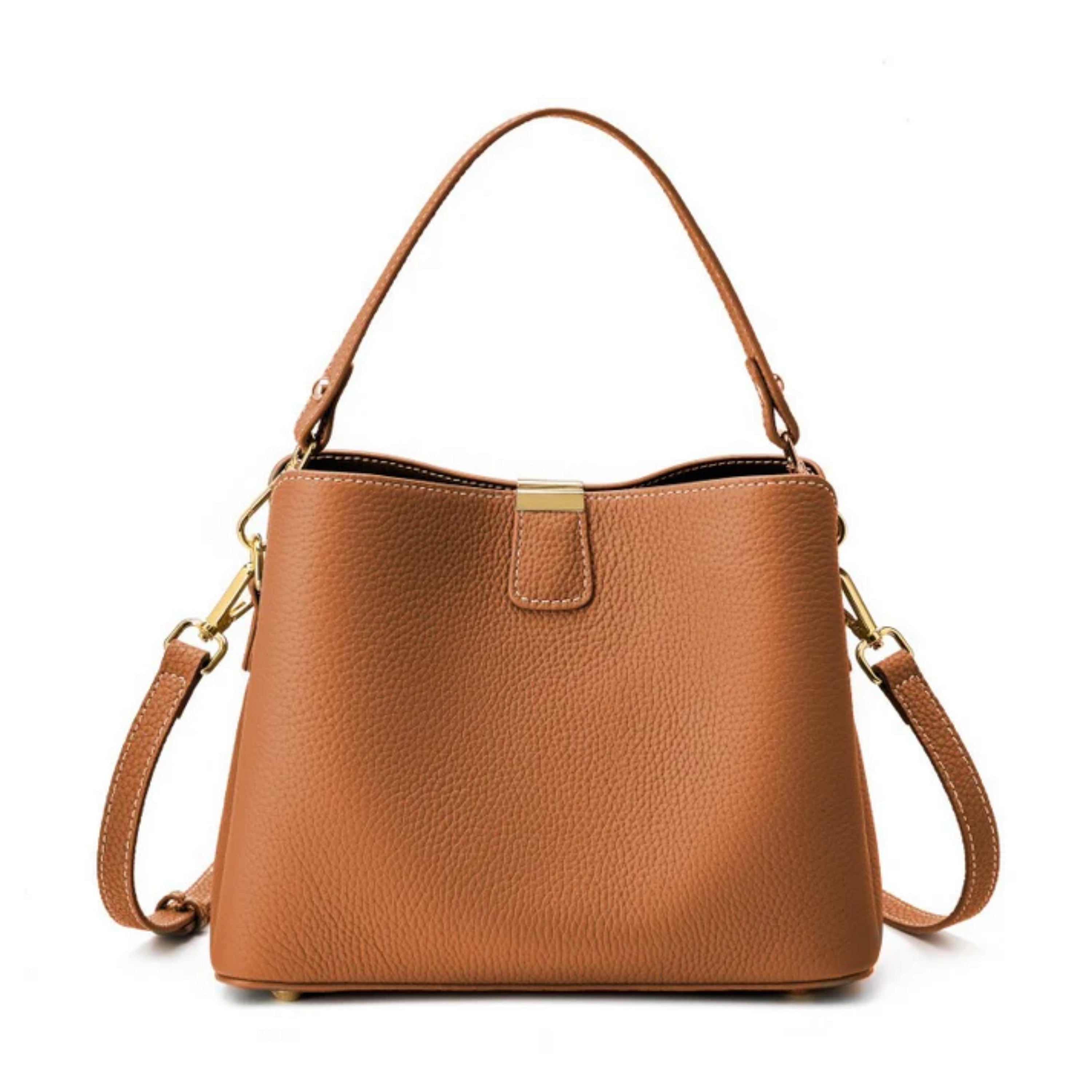 Genuine Leather Bucket Handbag - Stylish Tote for Everyday Use