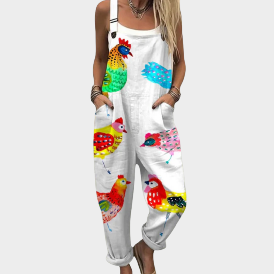 Watercolour Print Flowy Dungarees