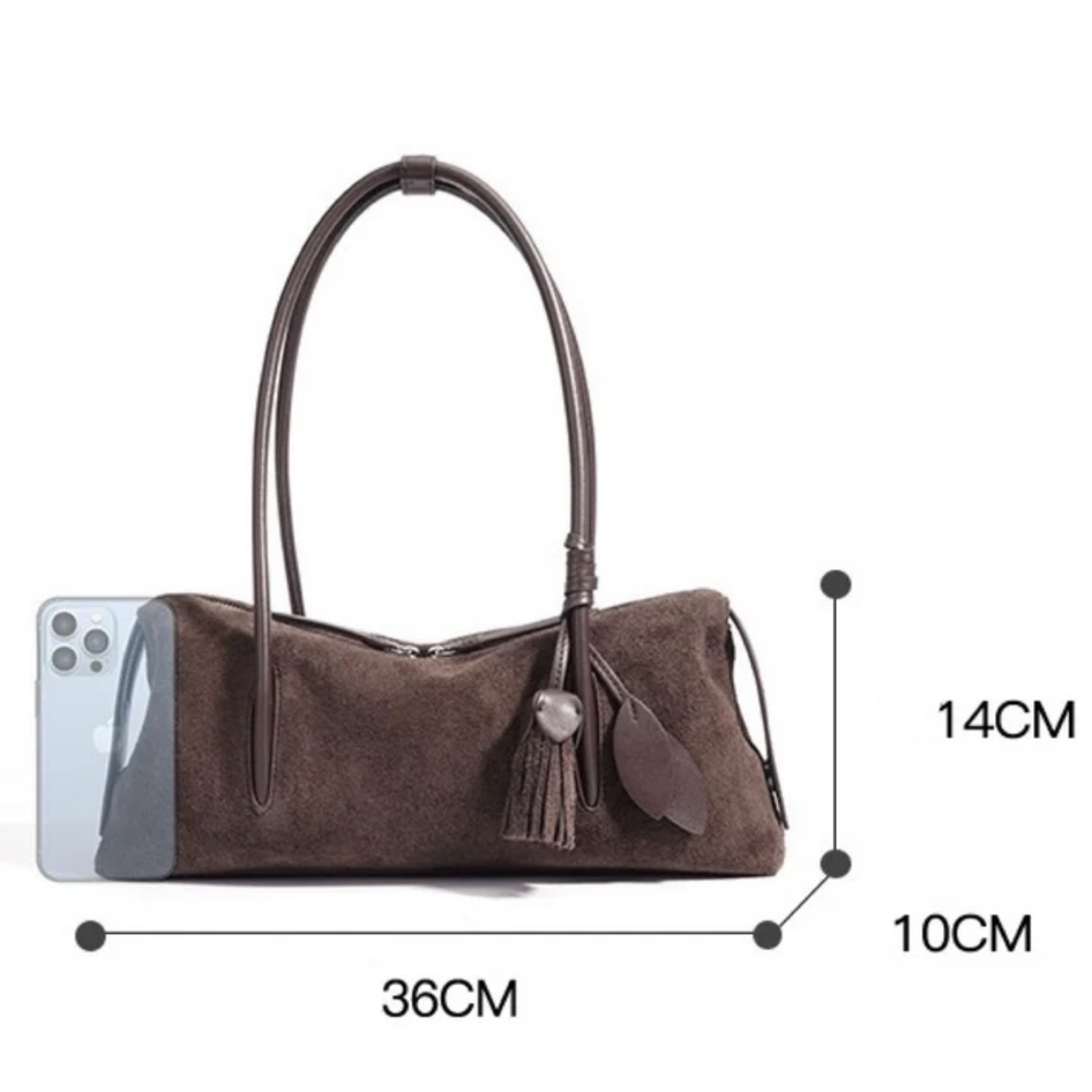 Leather Tassel Pendant Shoulder Bag - Stylish Pillow Design for Everyday Use