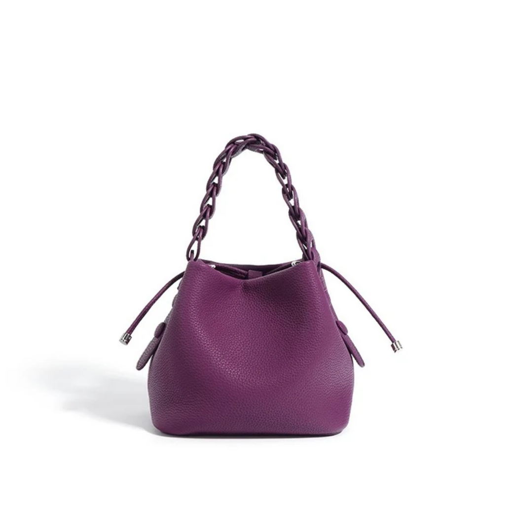 Top-Grain Leather Bucket Bag - Stylish Everyday Tote for Women