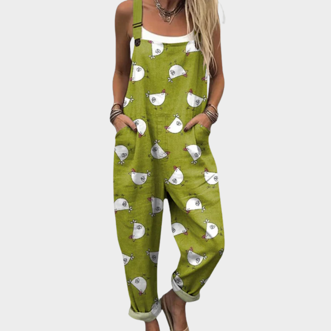 Khaki Utility Printed Dungarees