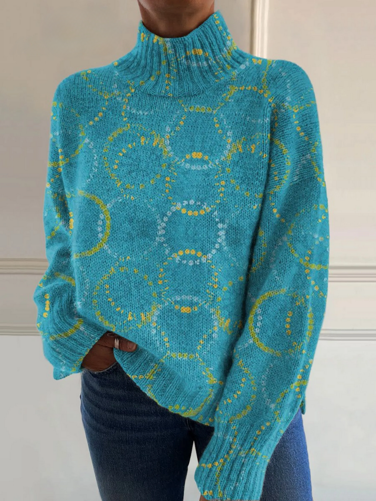 Bright Circle Art Print Turtleneck