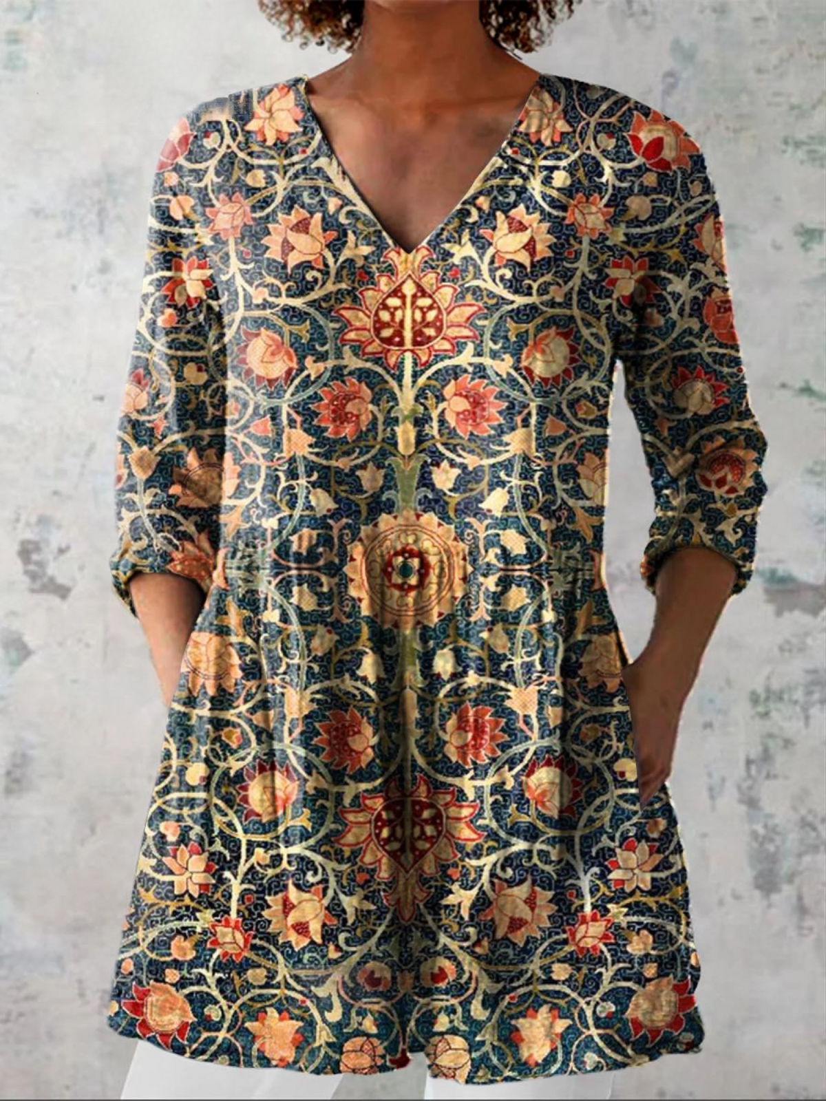 Everyday Elegance – Fluid V-Neck Long Blouse