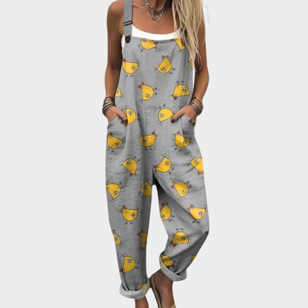 Khaki Utility Printed Dungarees