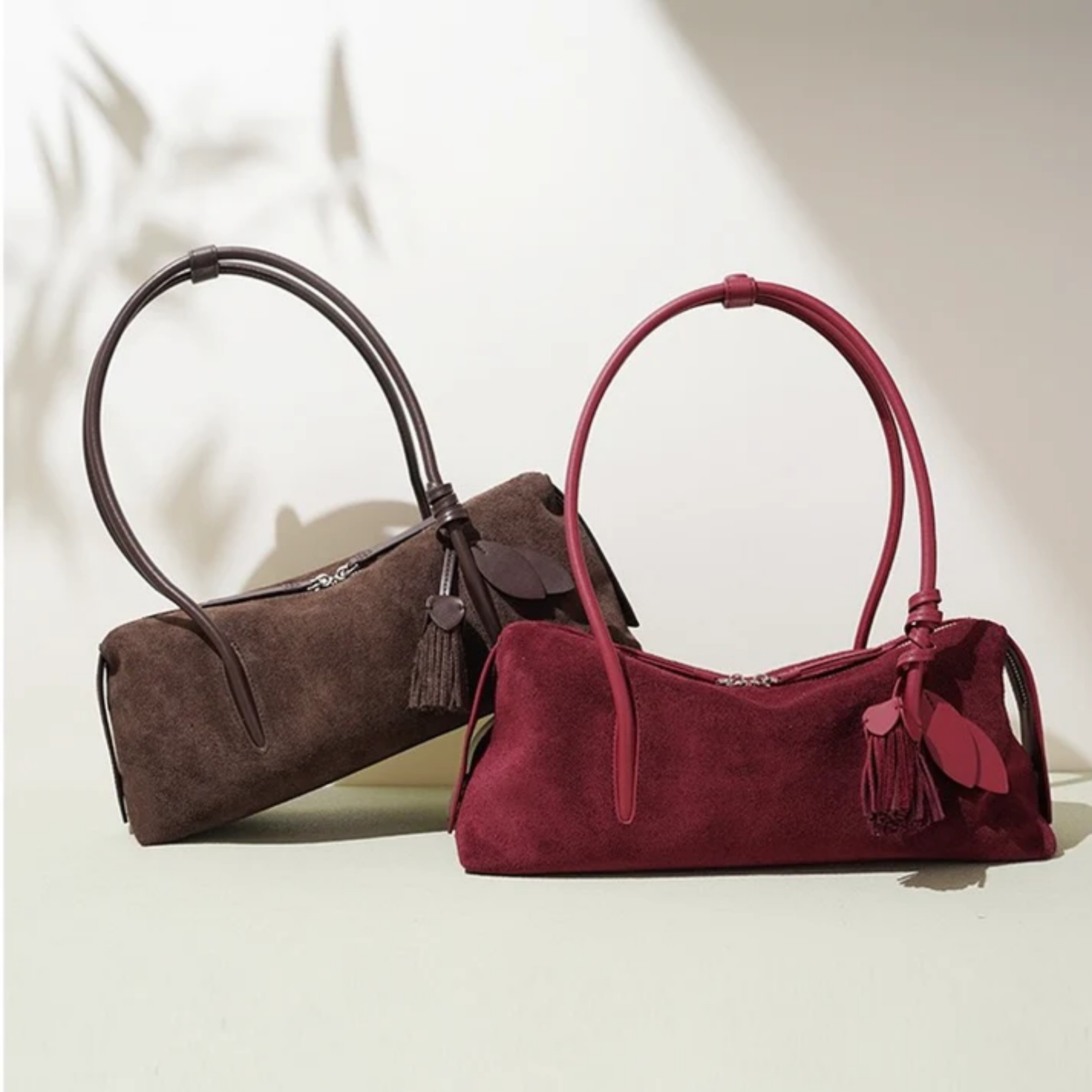 Leather Tassel Pendant Shoulder Bag - Stylish Pillow Design for Everyday Use