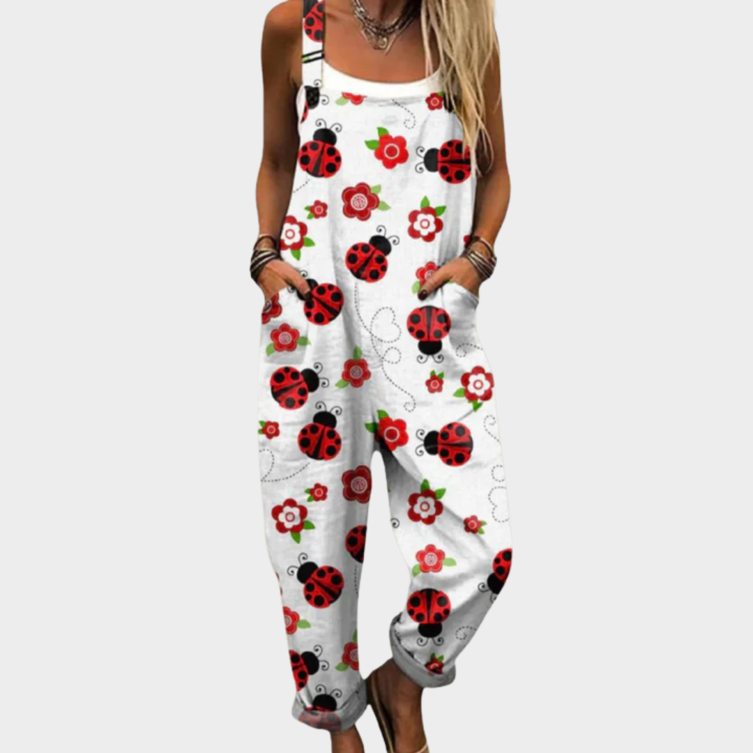 Cherry Print Loose-Fit Dungarees