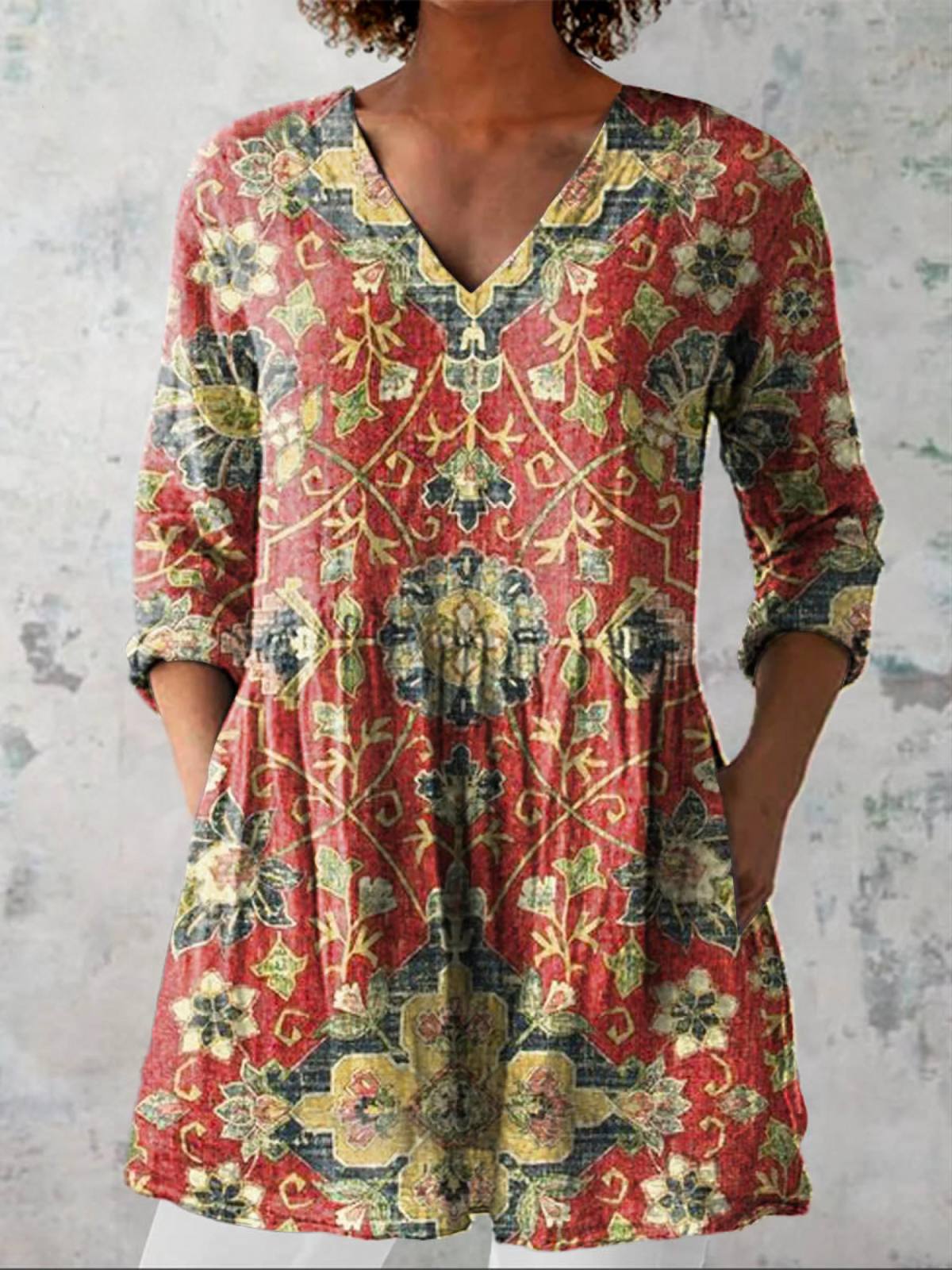 Everyday Elegance – Fluid V-Neck Long Blouse