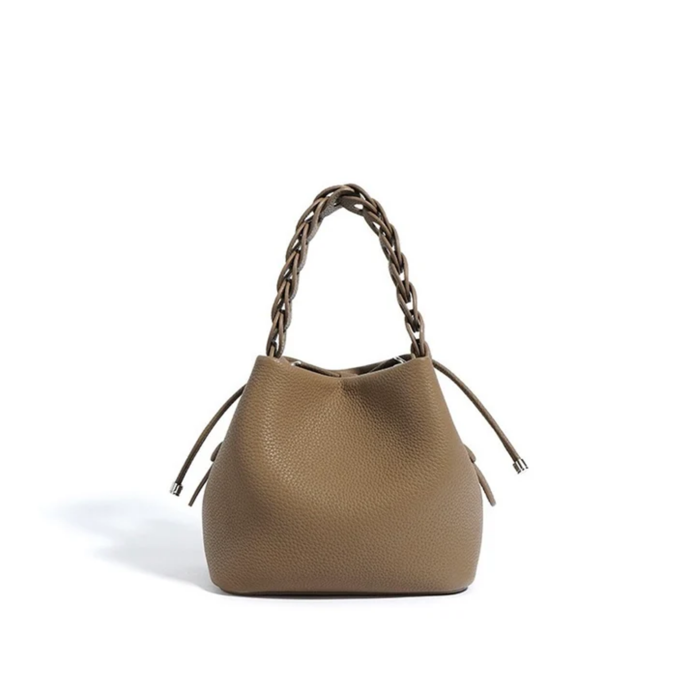 Top-Grain Leather Bucket Bag - Stylish Everyday Tote for Women