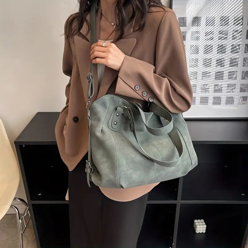 Vegan Suede Crossbody Tote Bag | Vintage Velvet Style for Everyday Use
