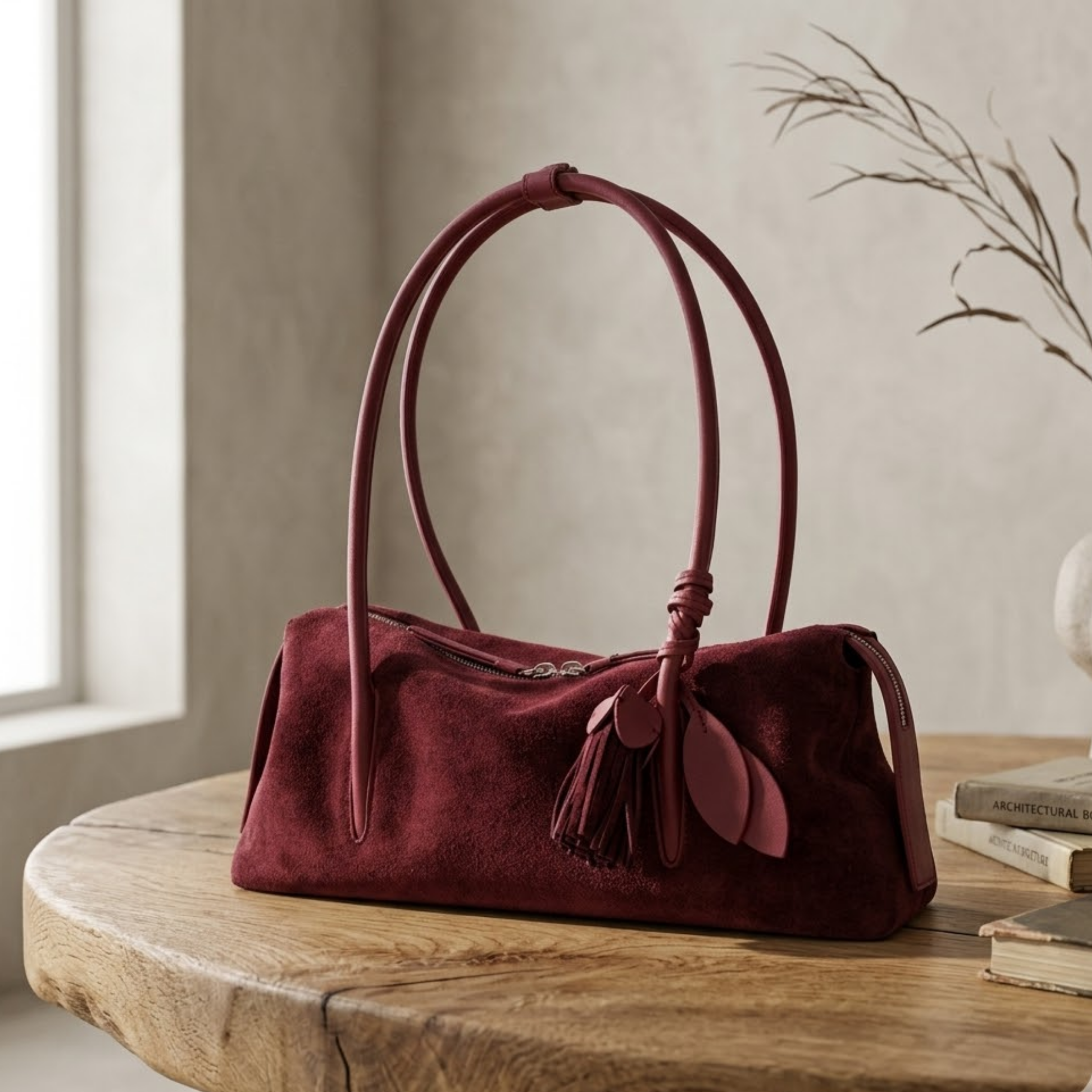 Leather Tassel Pendant Shoulder Bag - Stylish Pillow Design for Everyday Use
