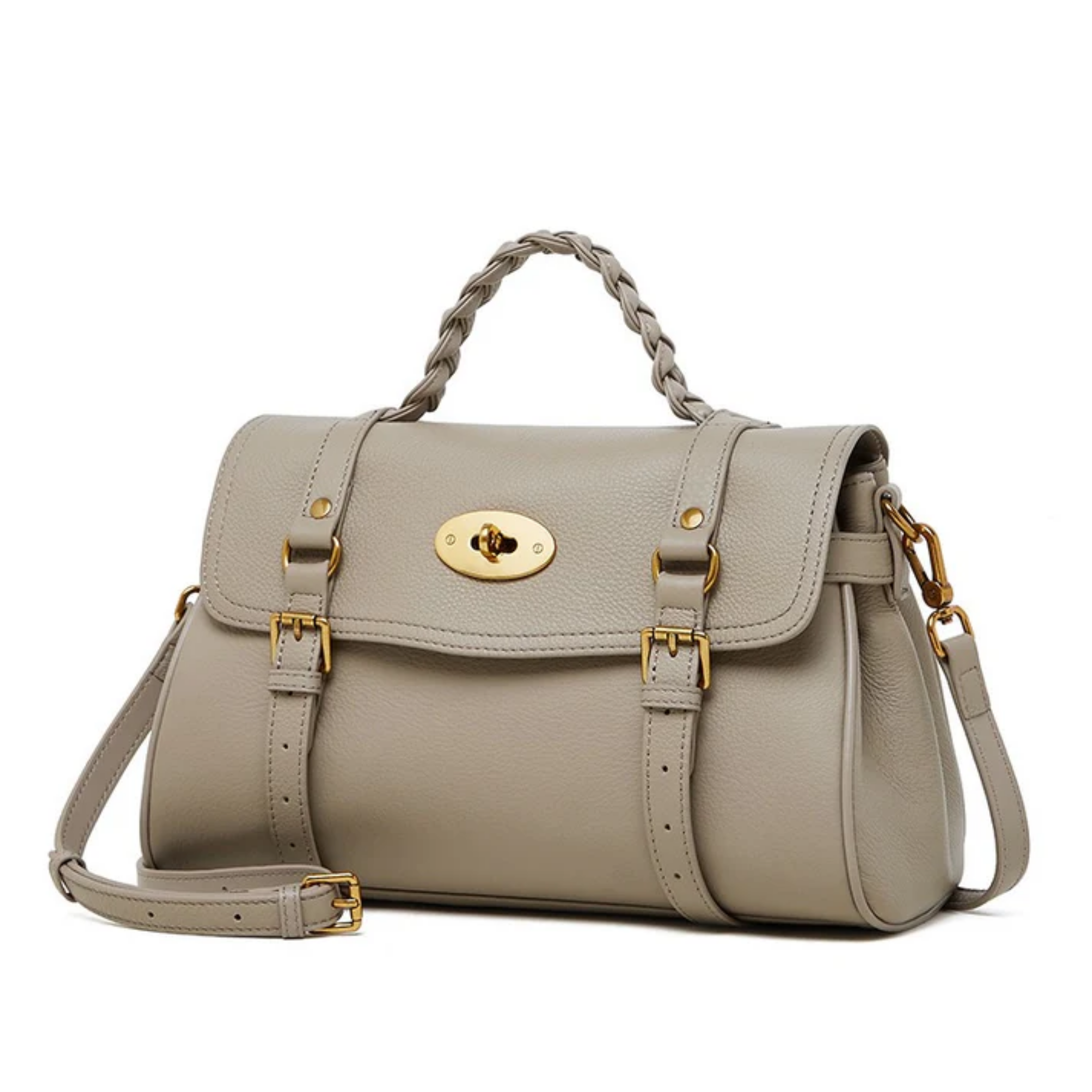 Genuine Leather Braided Handle Satchel Bag for Everyday Use
