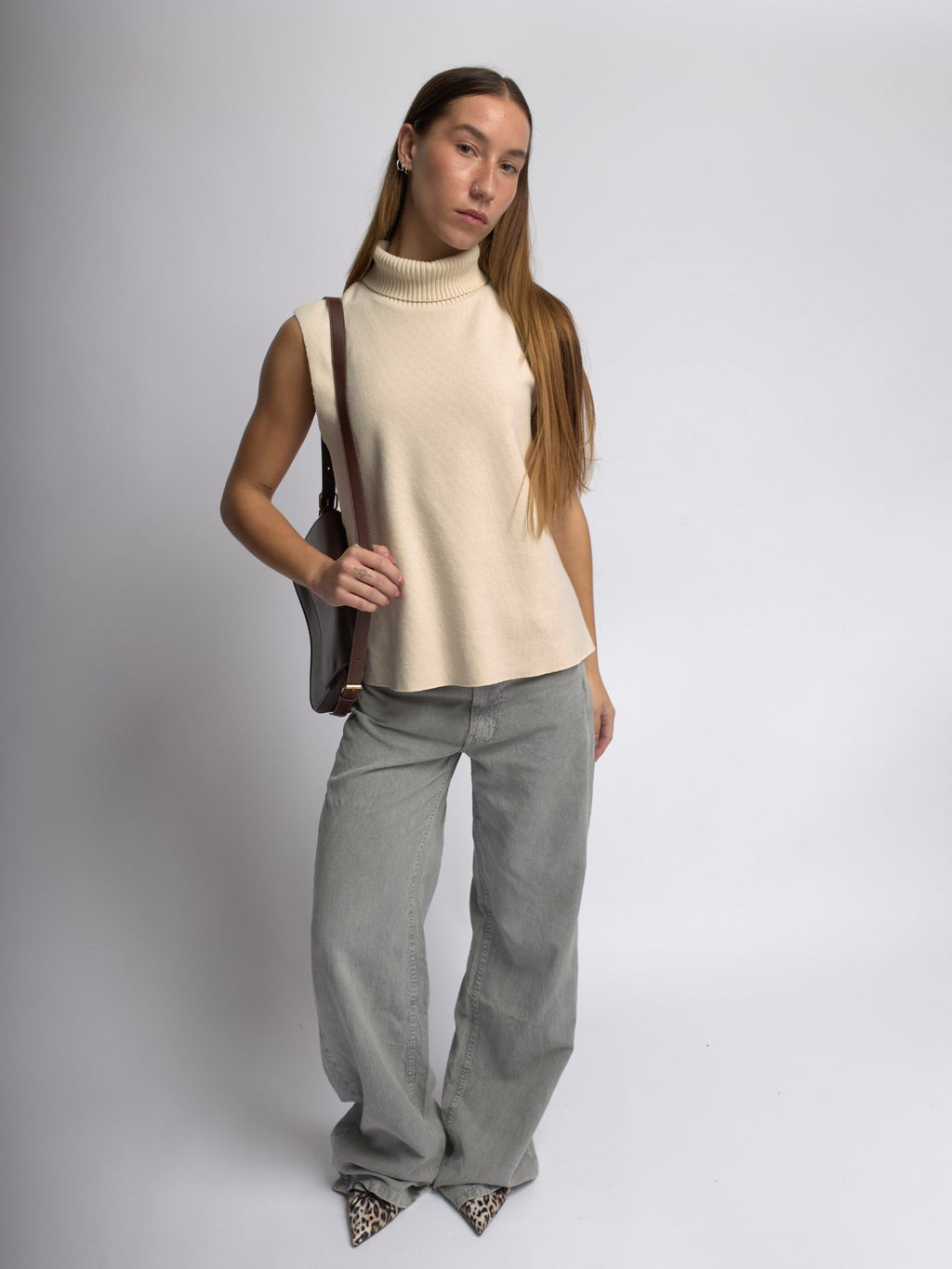 Vegan Leather Shoulder Bag - Crescent Design for Everyday Use
