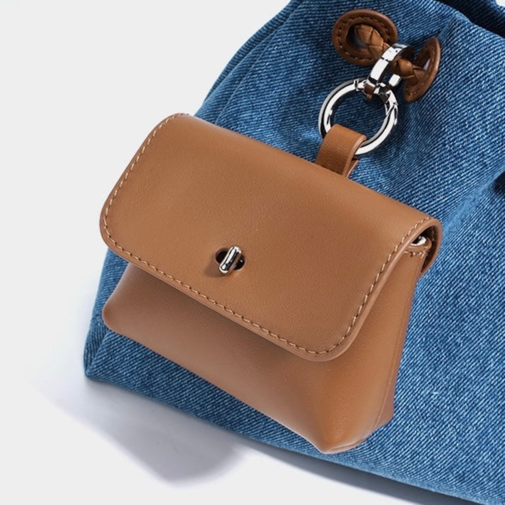 Genuine Leather Denim Patchwork Hobo Bag for Everyday Use