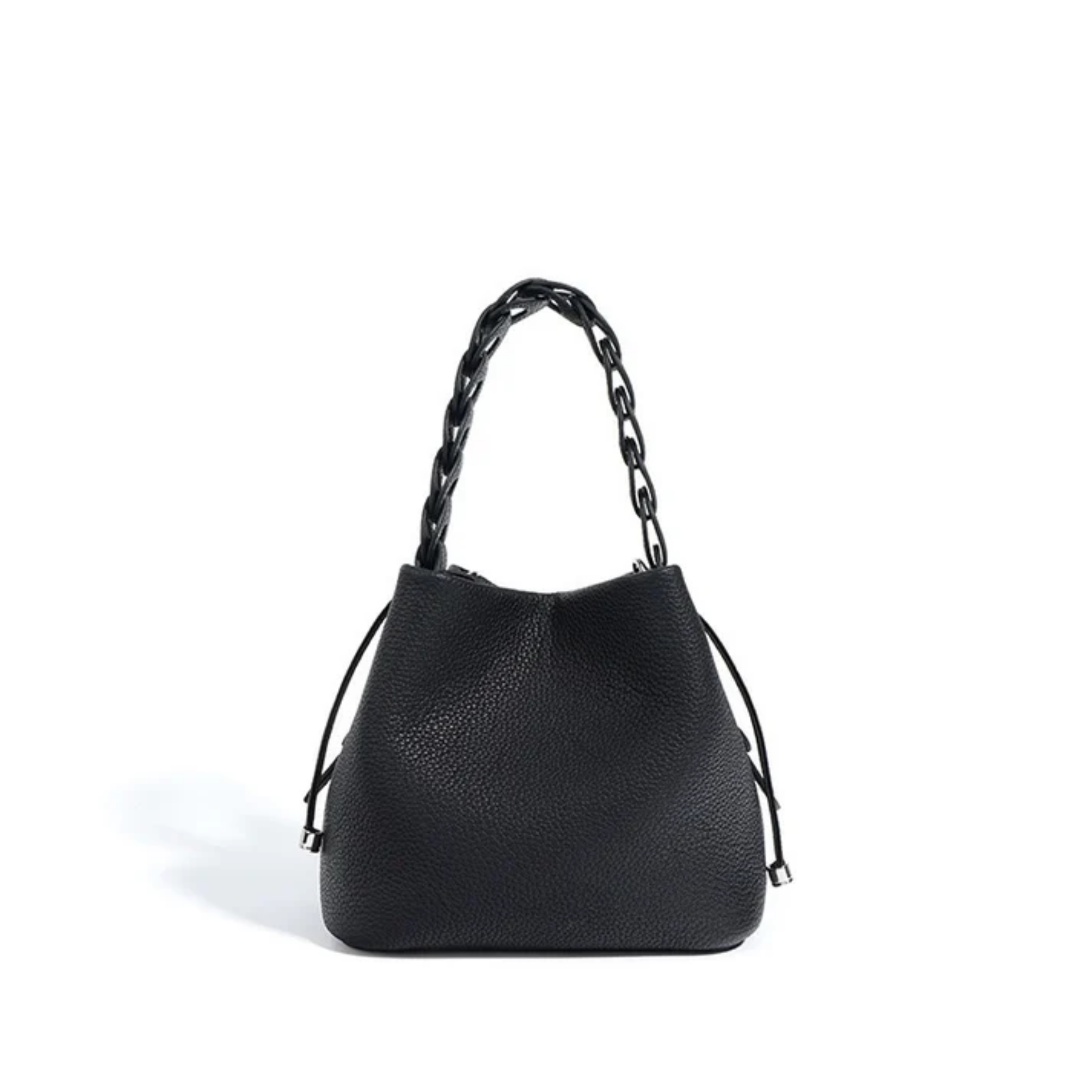 Top-Grain Leather Bucket Bag - Stylish Everyday Tote for Women
