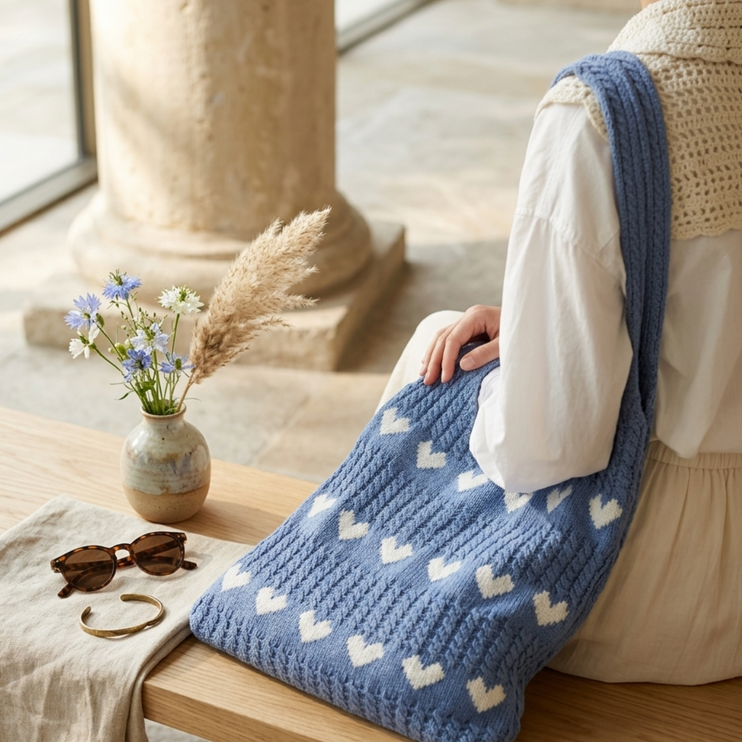 Hollow-Out Knitted Tote Bag - Sustainable Fashion Accessory for Everyday Use