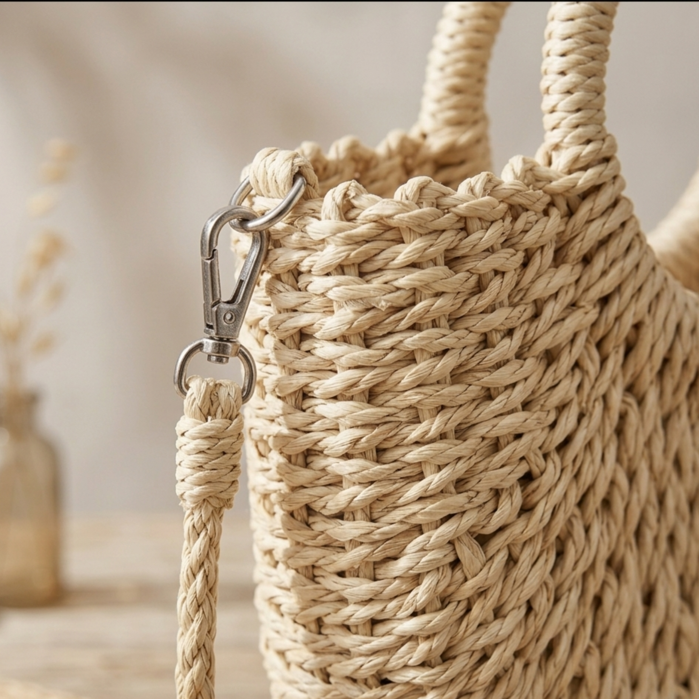 Half-Round Rattan Woven Crossbody Handbag - Eco-Friendly Fashion Accessory