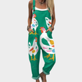 Fern Green Flowy Printed Dungarees