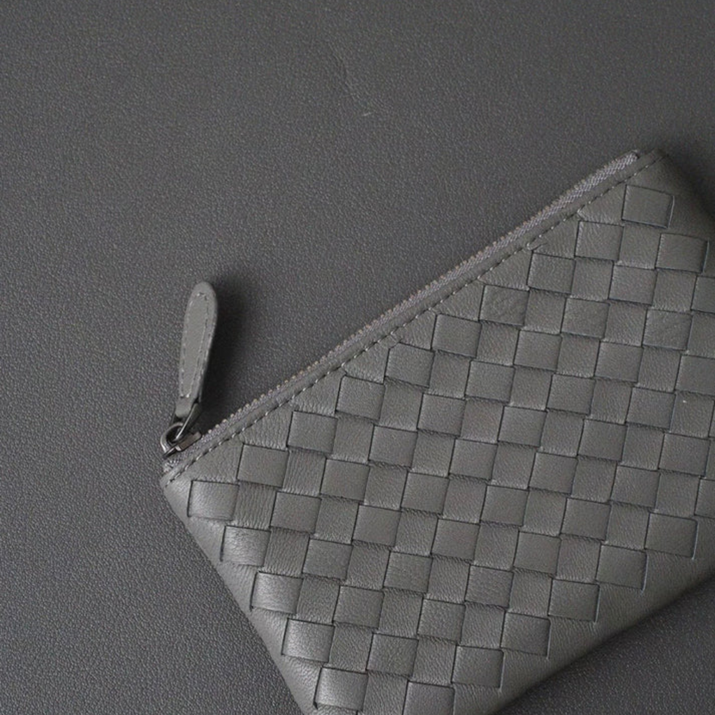 Handwoven Lambskin Key Fob and Card Wallet - Stylish Accessory for Everyday Use