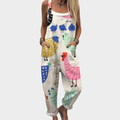 Tropical Multicolour Wide-Leg Dungarees