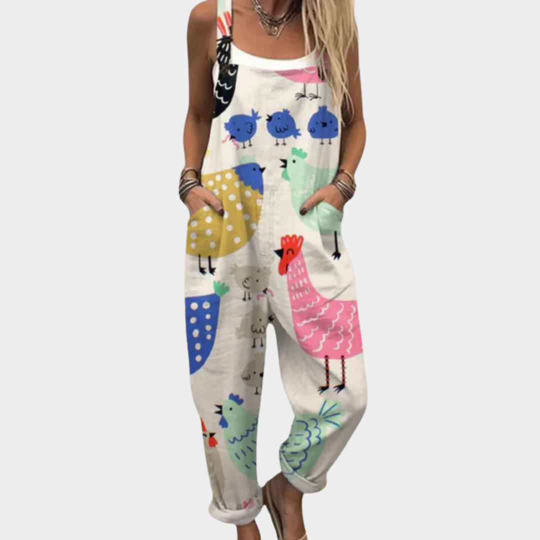Tropical Multicolour Wide-Leg Dungarees
