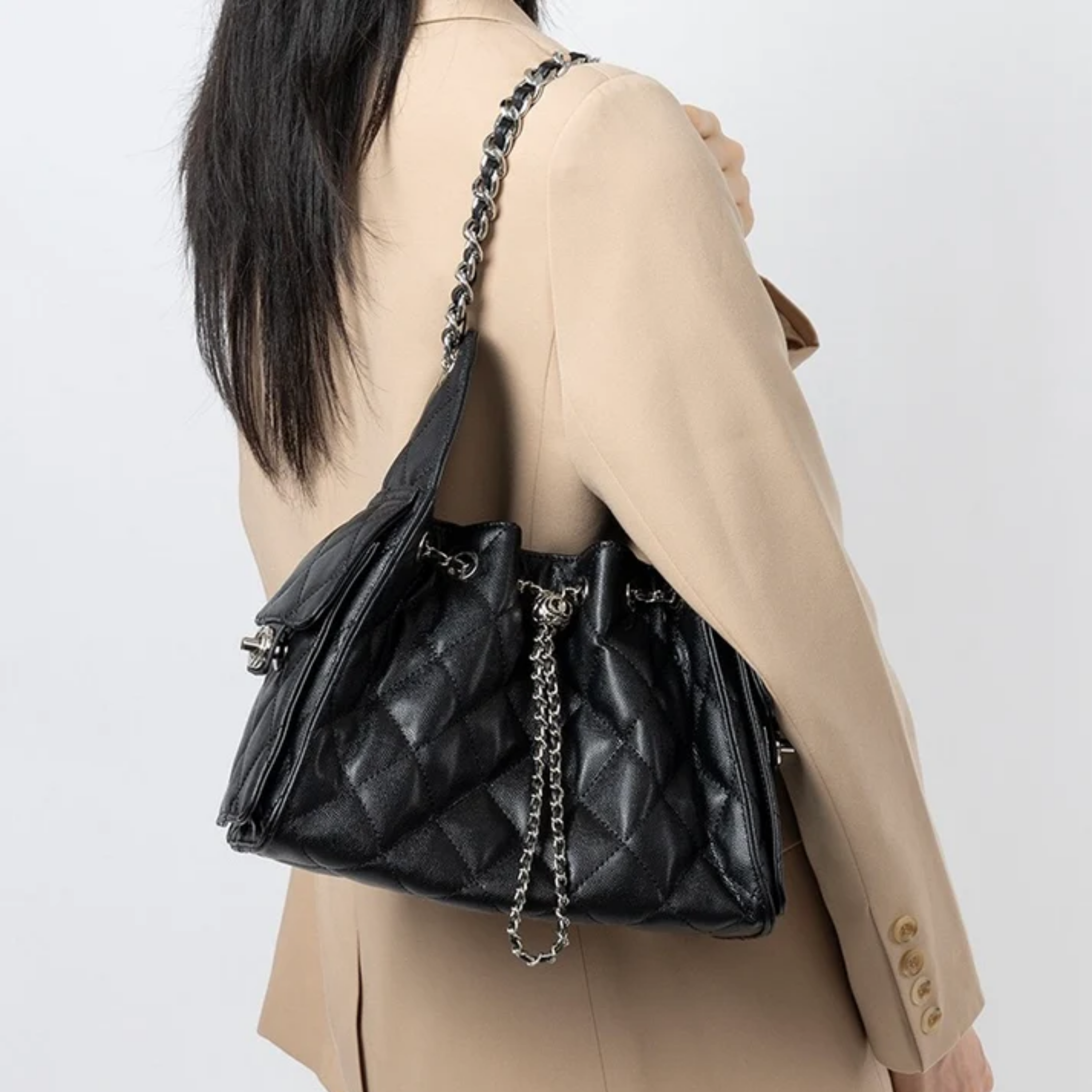 Genuine Leather Bucket Shoulder Bag for Everyday Use - Stylish and Durable