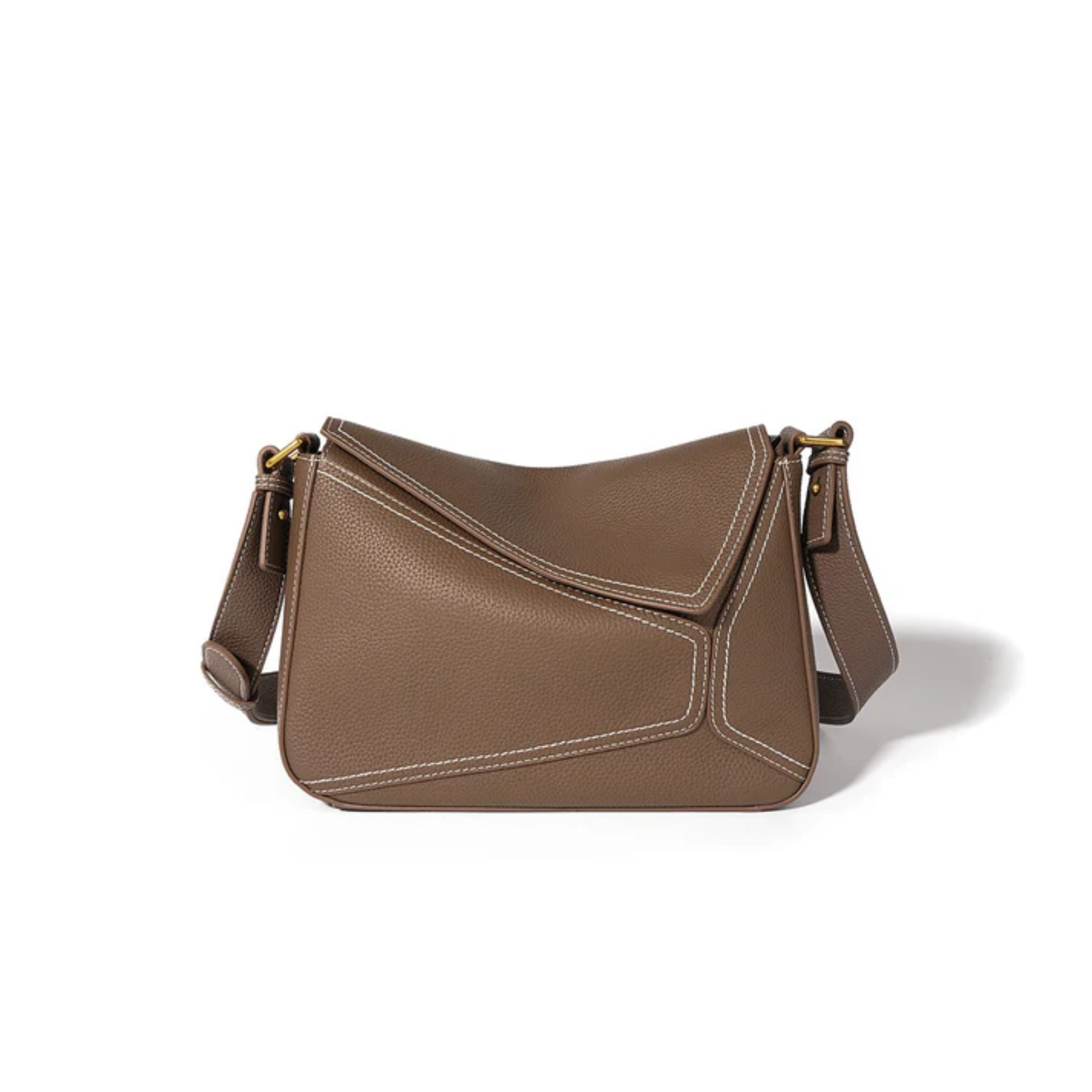 Genuine Leather Geometric Crossbody Shoulder Bag for Everyday Use