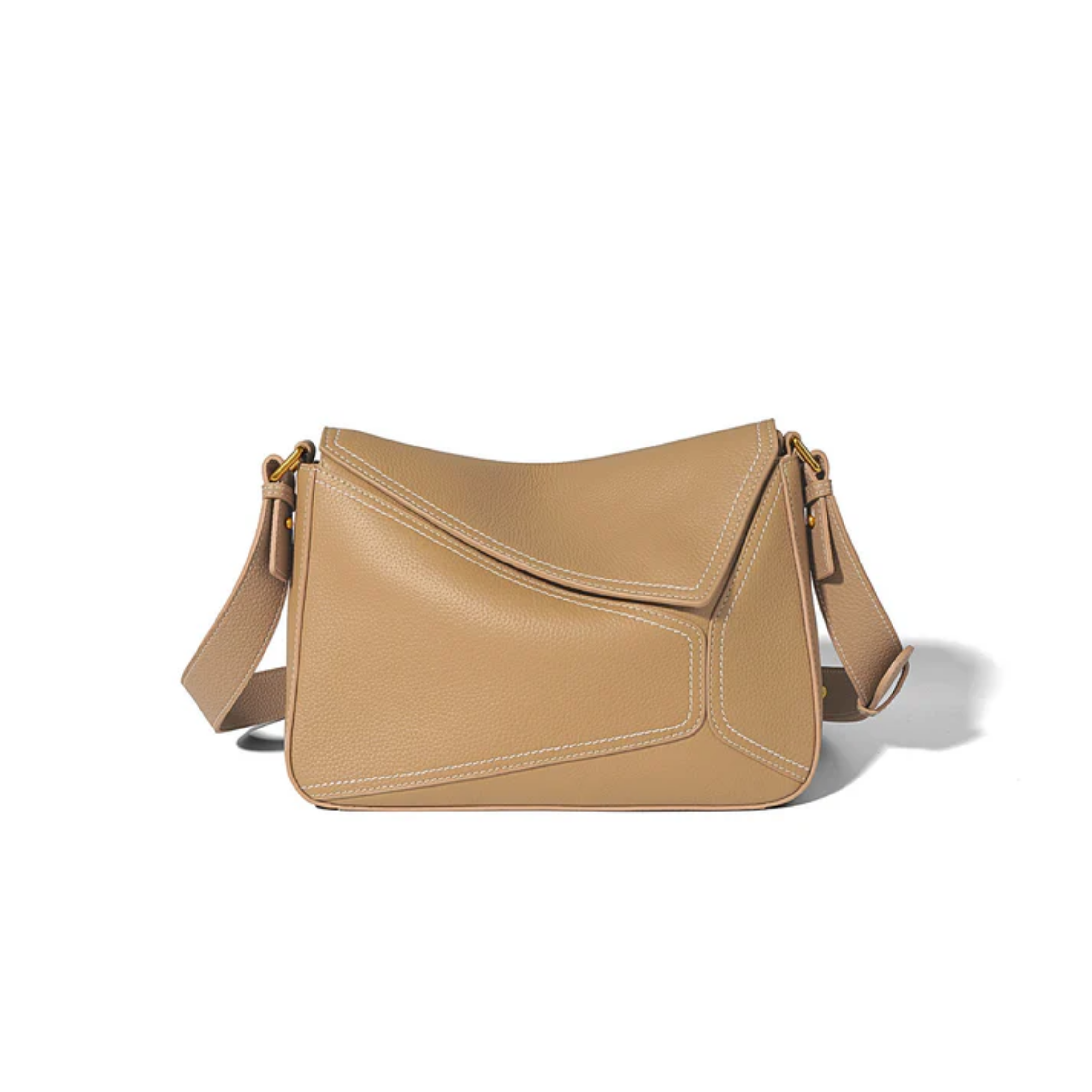 Genuine Leather Geometric Crossbody Shoulder Bag for Everyday Use