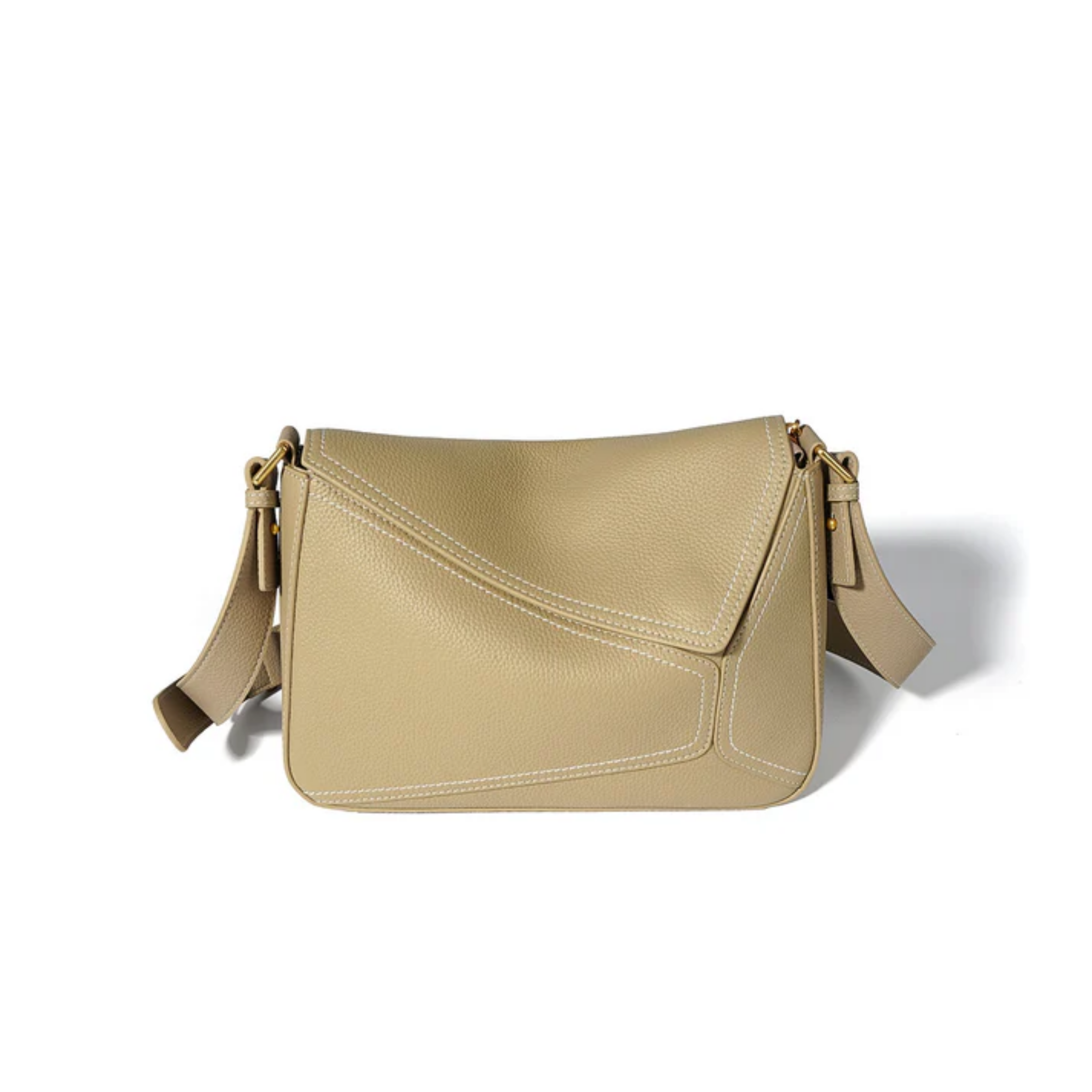 Genuine Leather Geometric Crossbody Shoulder Bag for Everyday Use