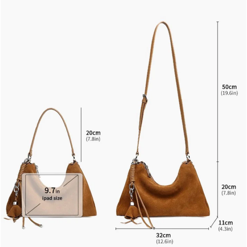 Genuine Leather Hobo Bag with Braided Detail and Tassel Accent for Everyday Use