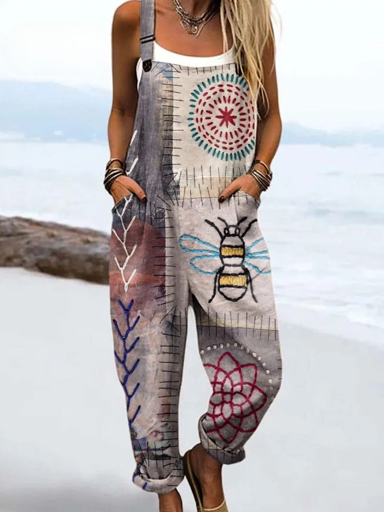 Everyday Relaxed Printed Dungarees