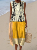 Brunch Ready – Cheerful Polka Colorblock Midi Dress