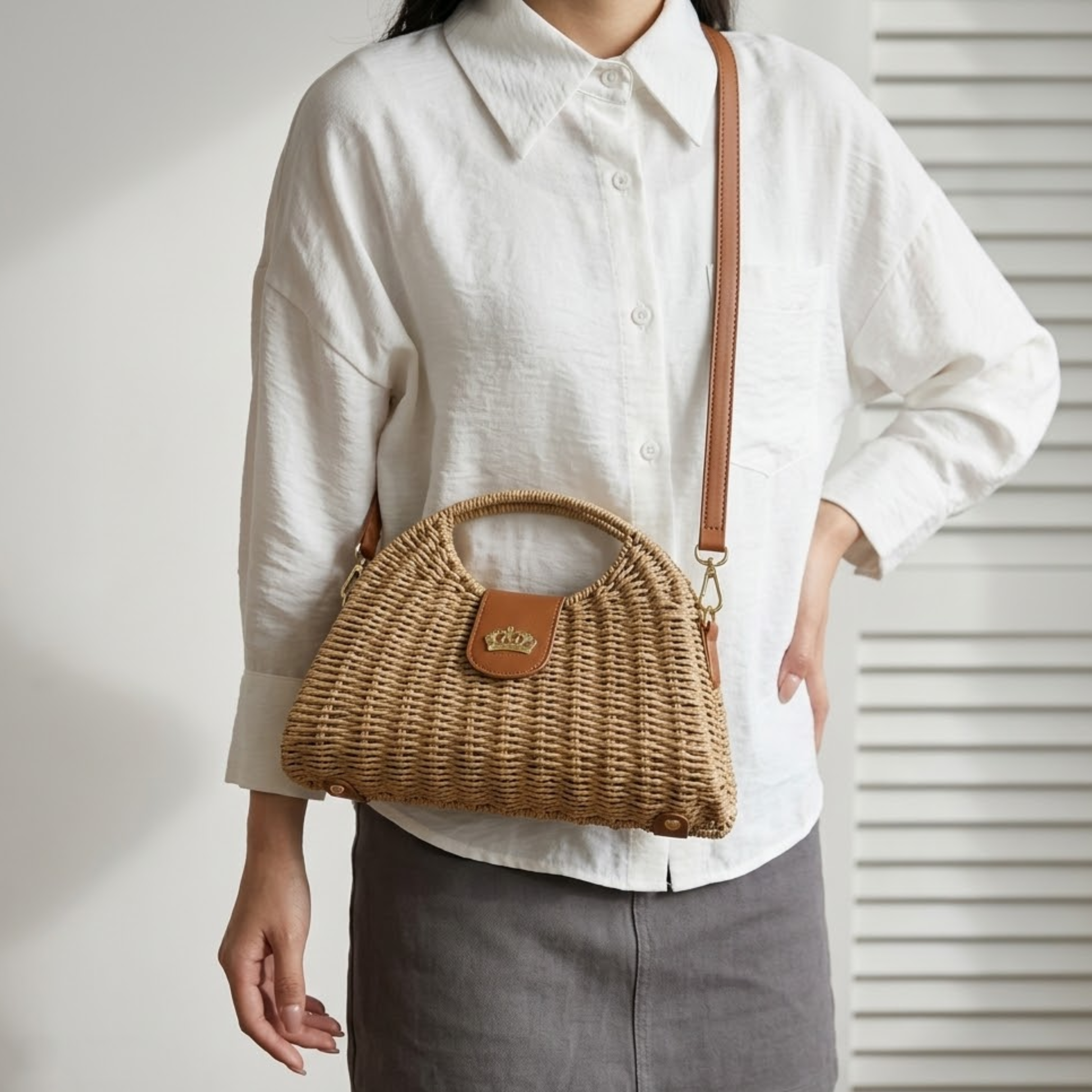 Straw Woven Crossbody Shoulder Bag - Eco-Friendly Chic Design for Everyday Use