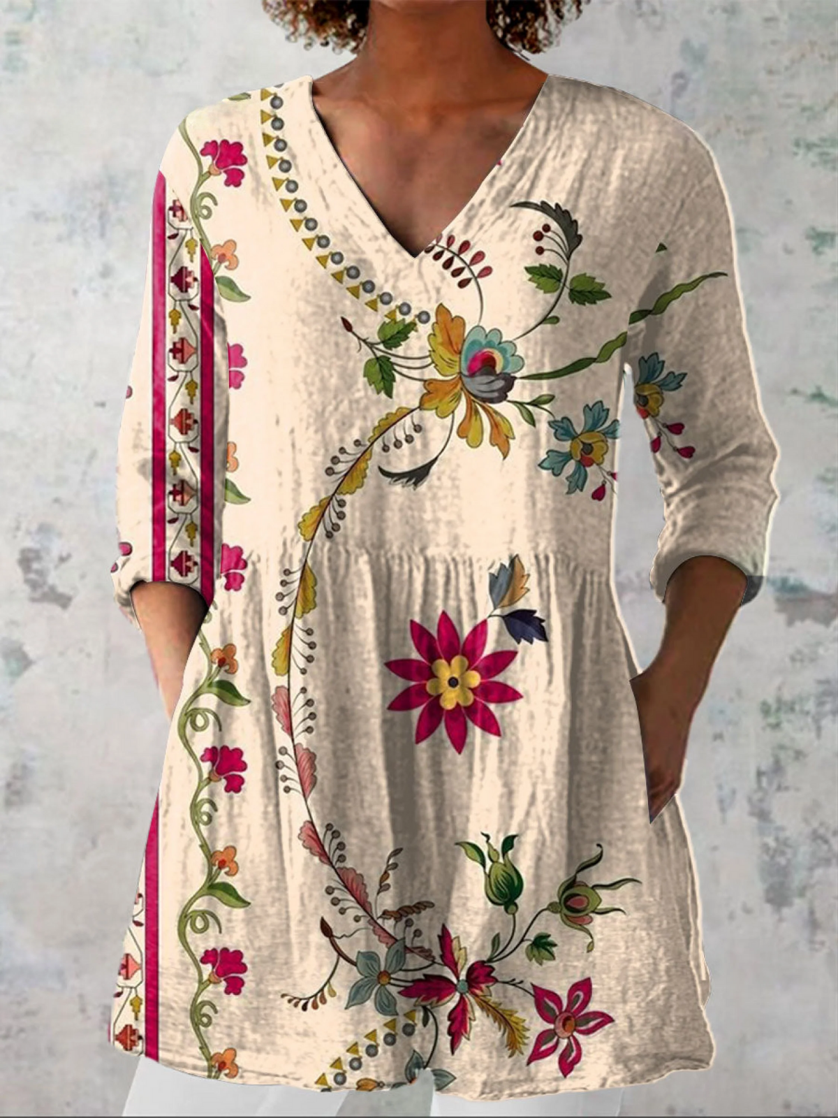Everyday Elegance – Fluid V-Neck Long Blouse