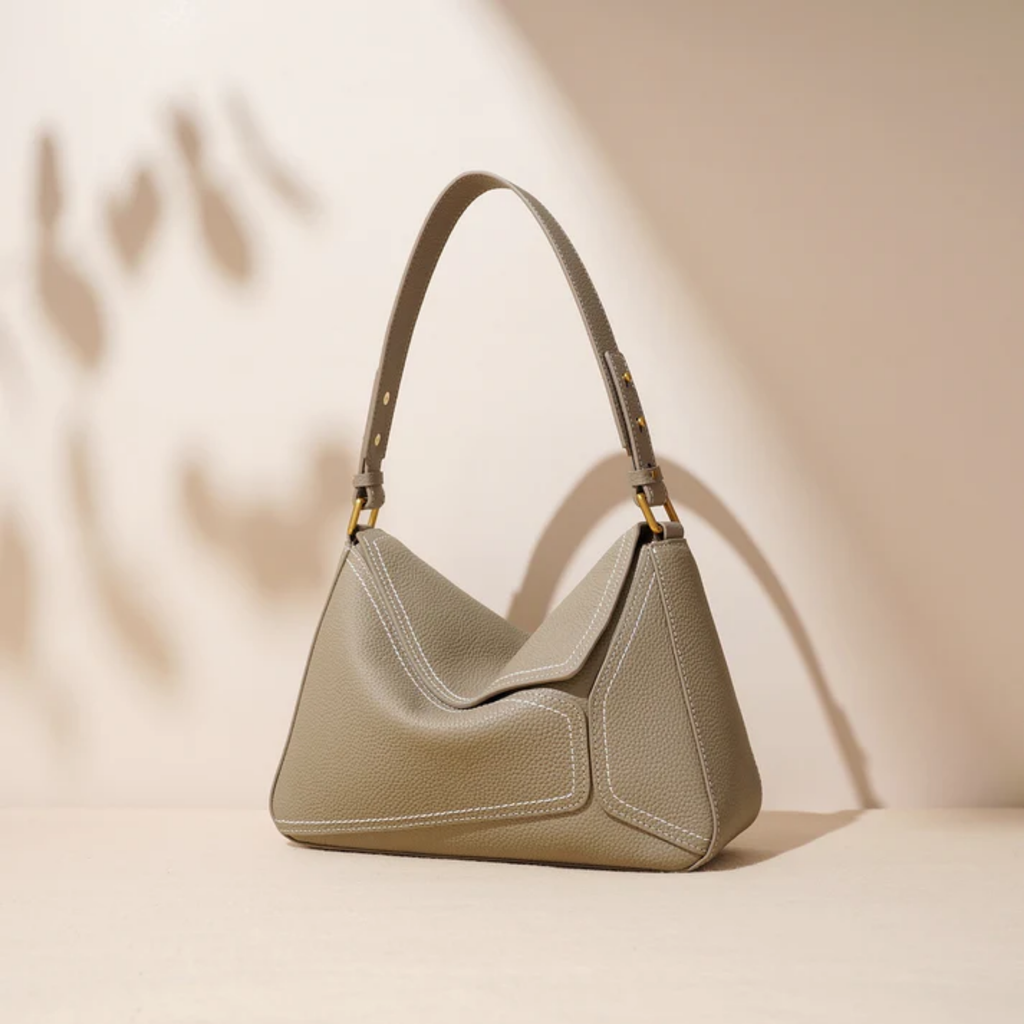 Genuine Leather Geometric Crossbody Shoulder Bag for Everyday Use