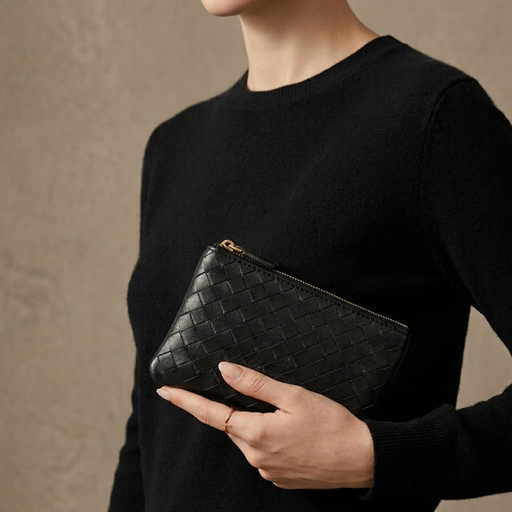 Handwoven Lambskin Key Fob and Card Wallet - Stylish Accessory for Everyday Use