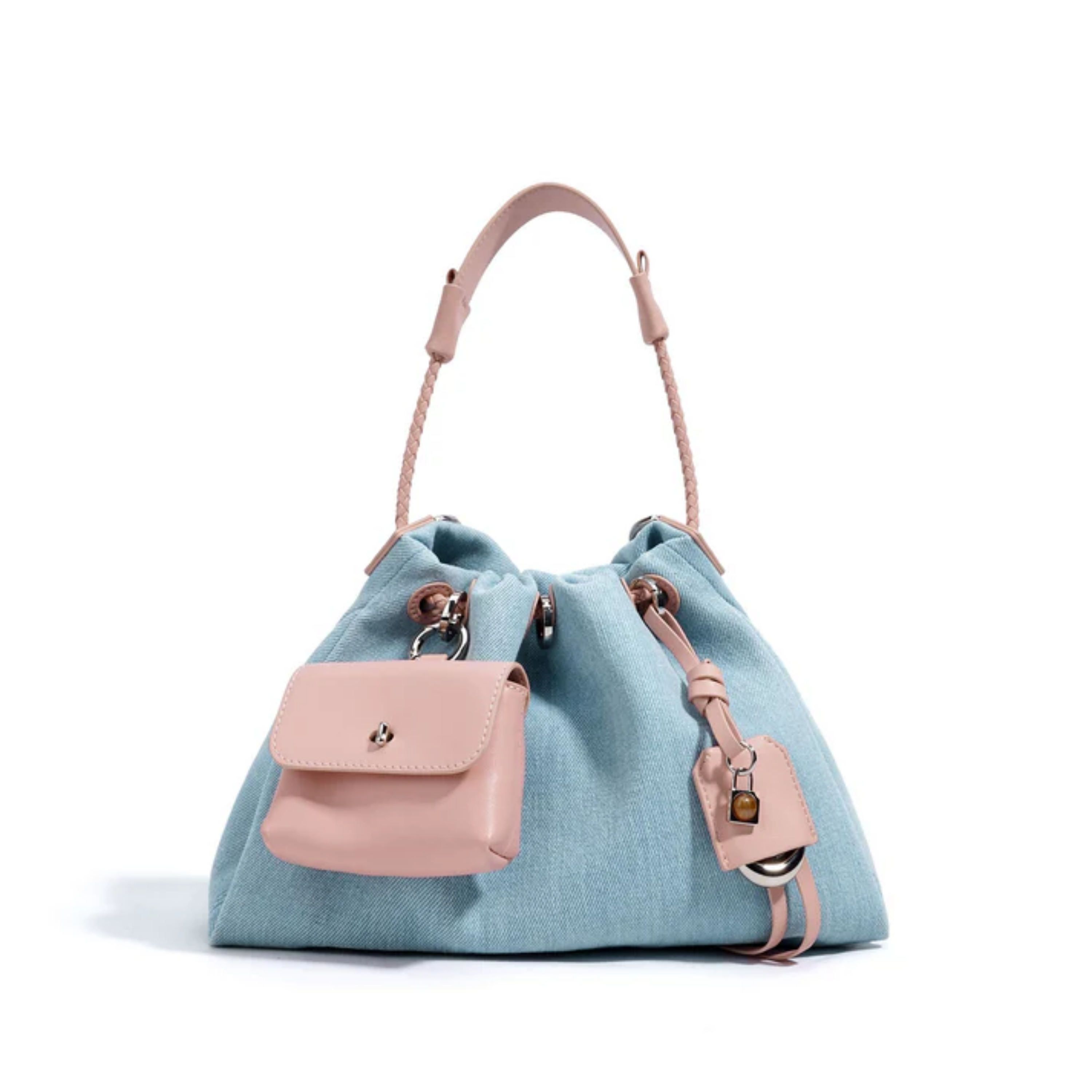 Genuine Leather Denim Patchwork Hobo Bag for Everyday Use