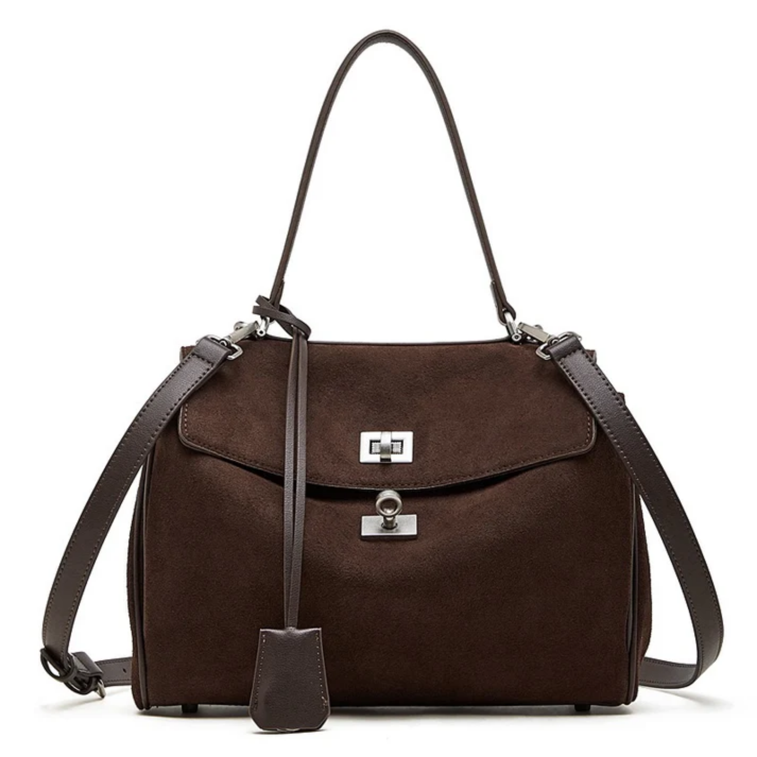 Soft Suede Leather Top-Handle Bag for Everyday Use - Stylish and Versatile