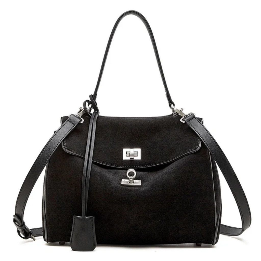 Soft Suede Leather Top-Handle Bag for Everyday Use - Stylish and Versatile