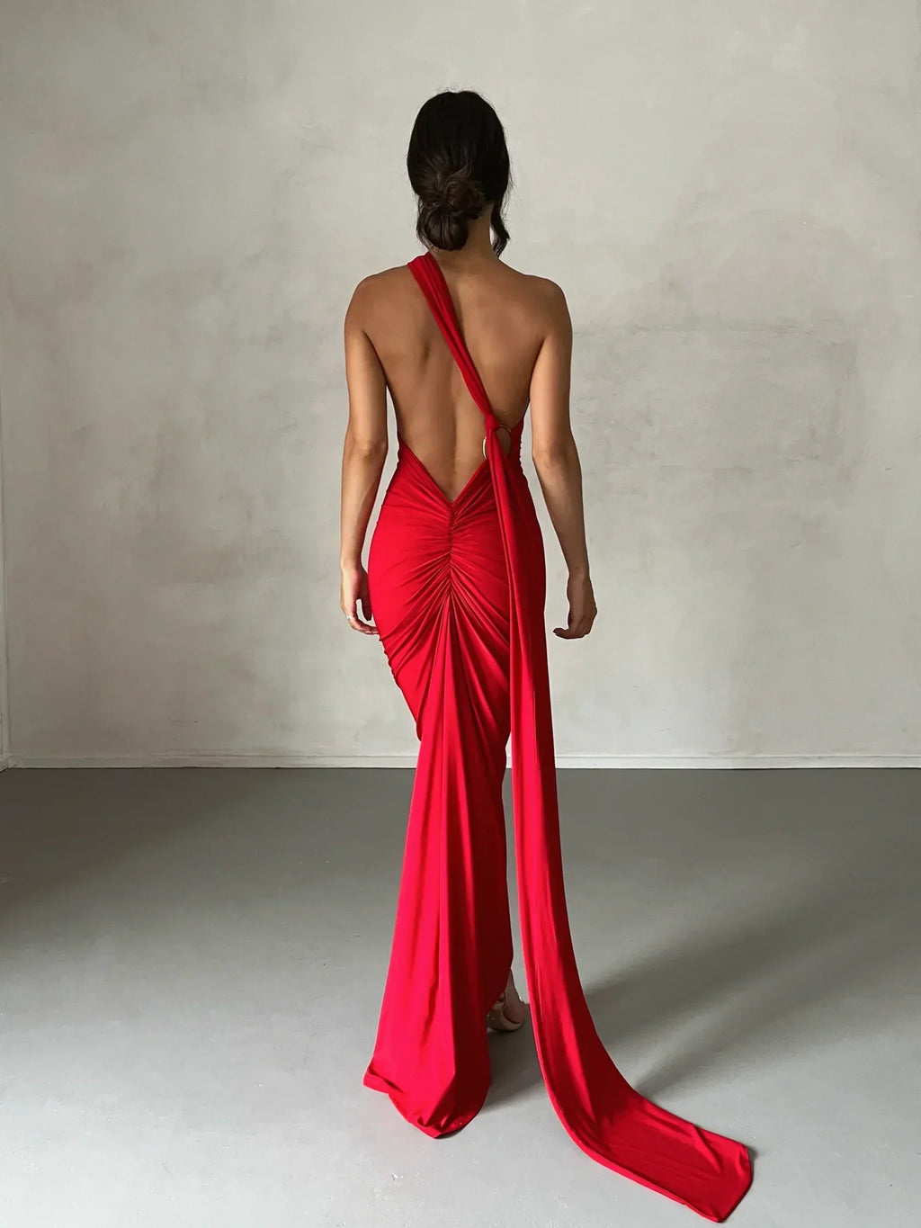 One-Shoulder Grecian Maxi Dress | Versatile Sash Design for Evening Wear