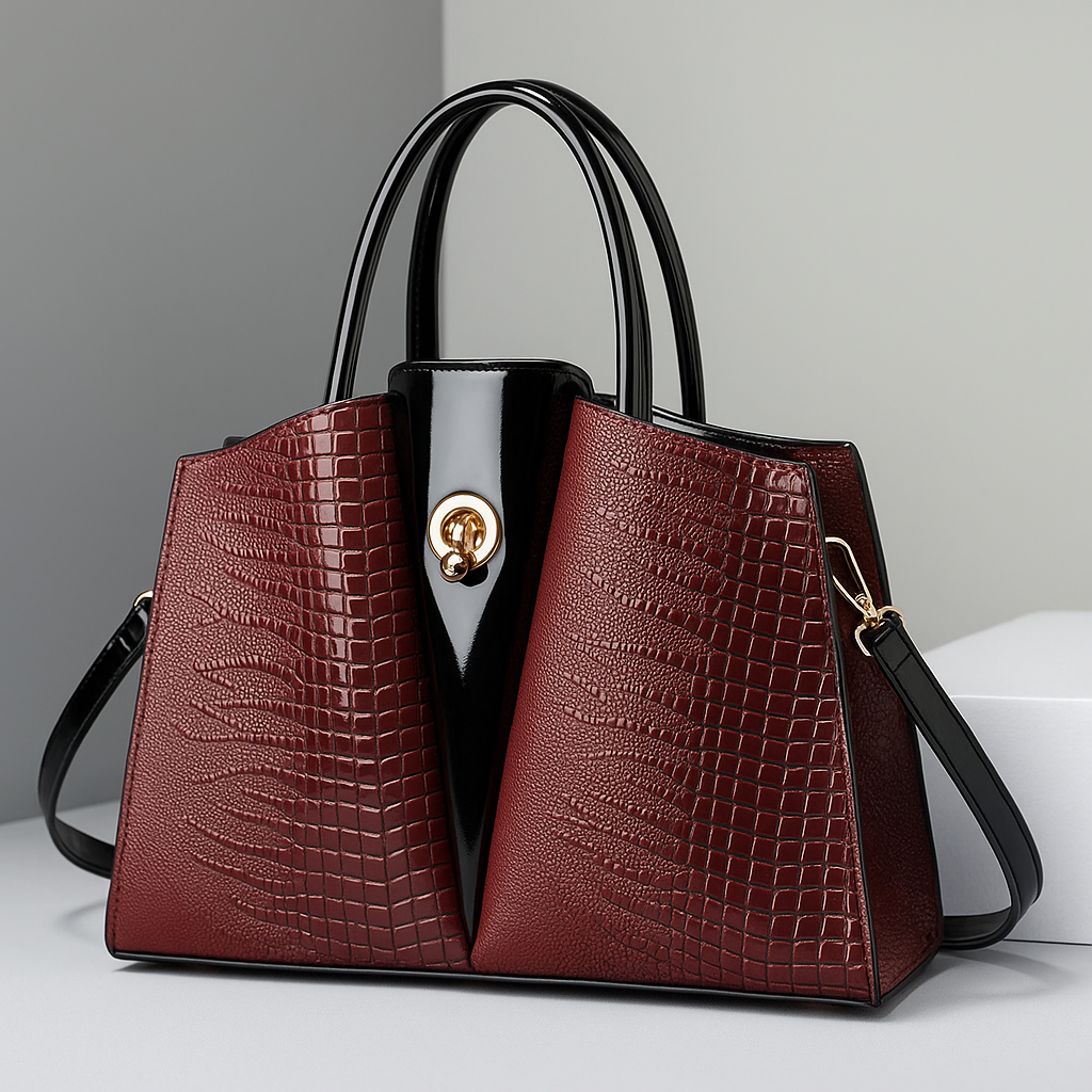 Croc-Embossed Tote Bag – Stylish Faux Leather Handbag
