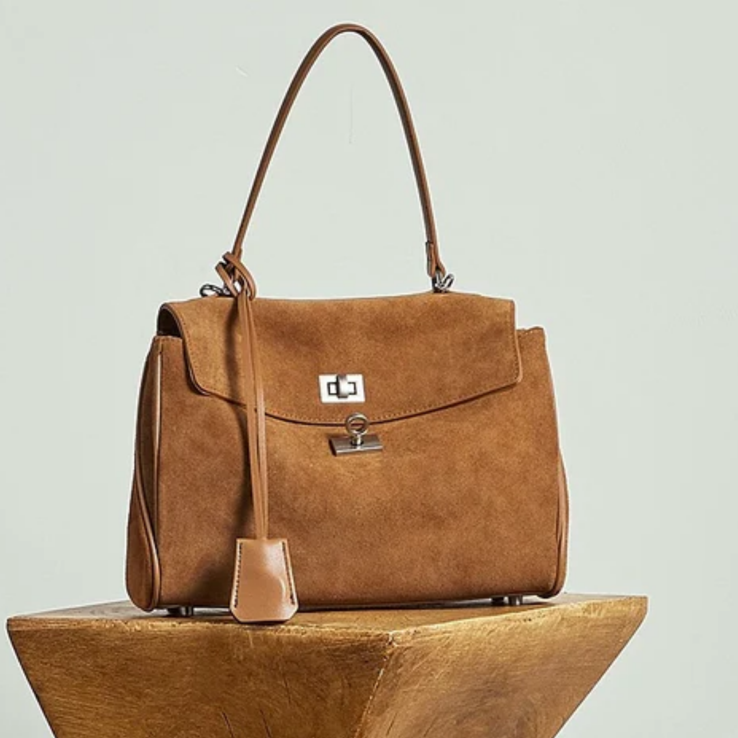 Soft Suede Leather Top-Handle Bag for Everyday Use - Stylish and Versatile