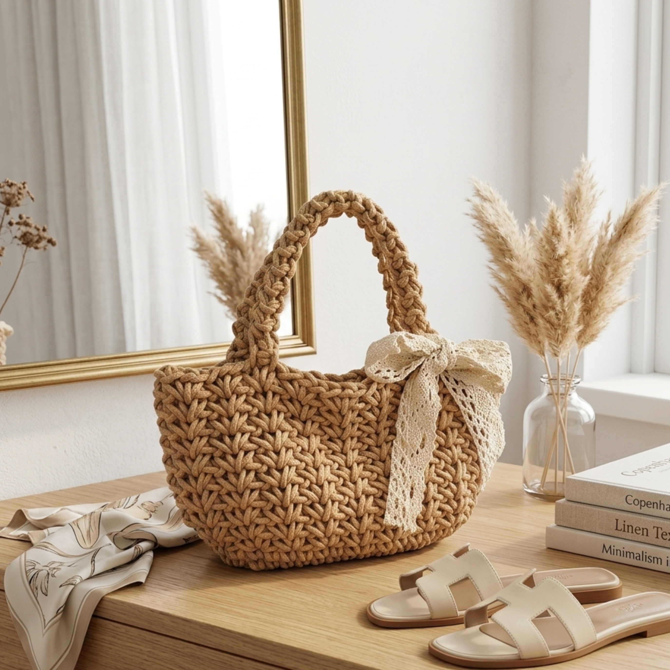 Soft Weave Tote Handbag - Minimalist Design - Eco-Friendly Sustainable Bag